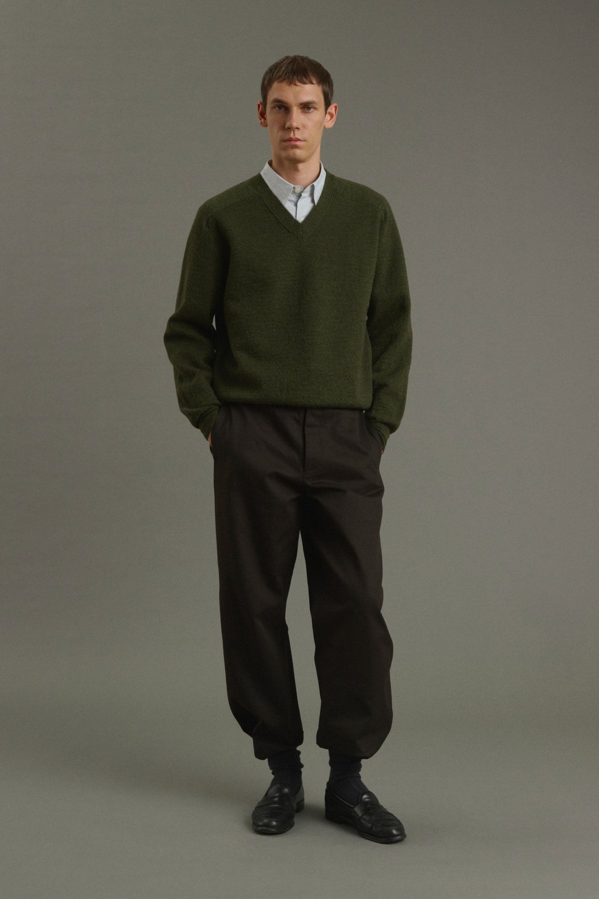 Pullover Themo - Dark Green - Wool - Men