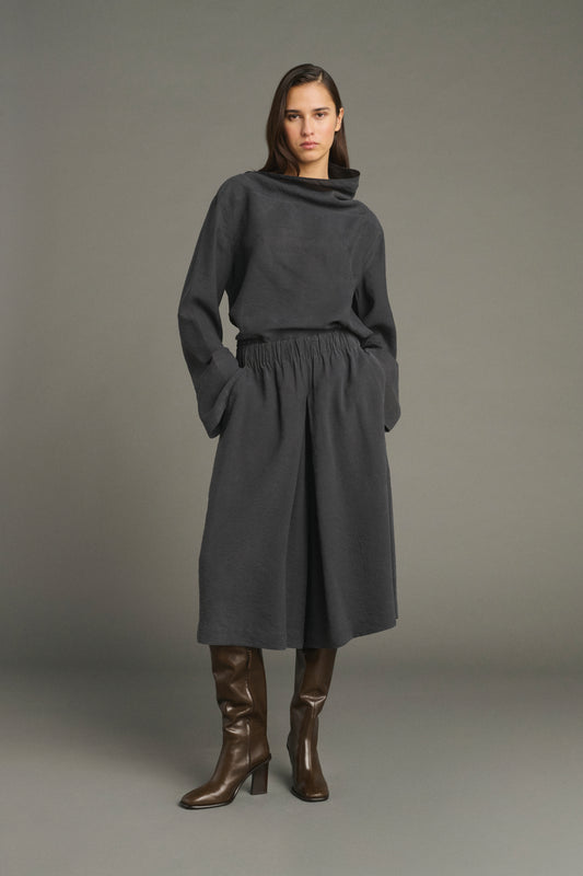 Lexie Bermuda Shorts - Anthracite Grey - Silk - Women