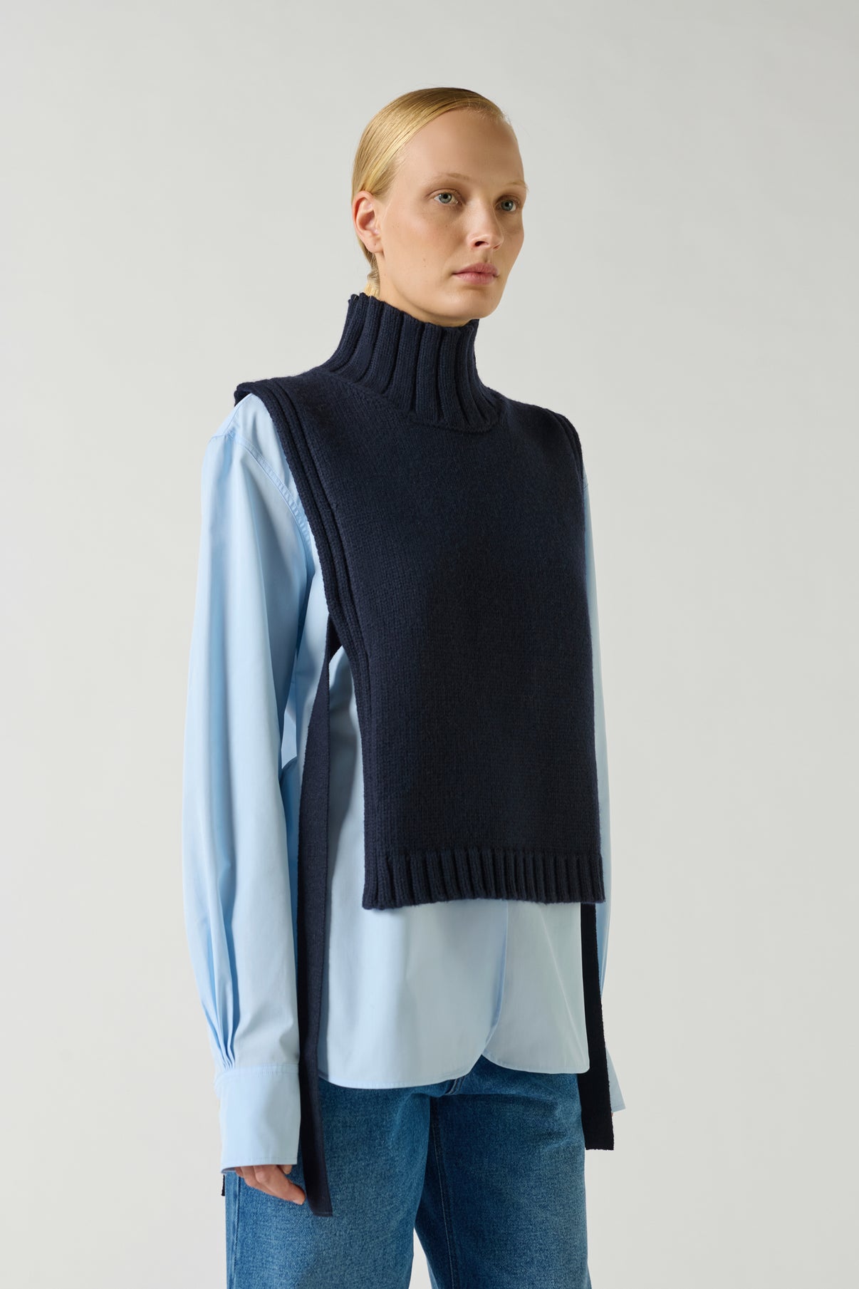 Pull Or - Navy - Laine - Femme vue 1