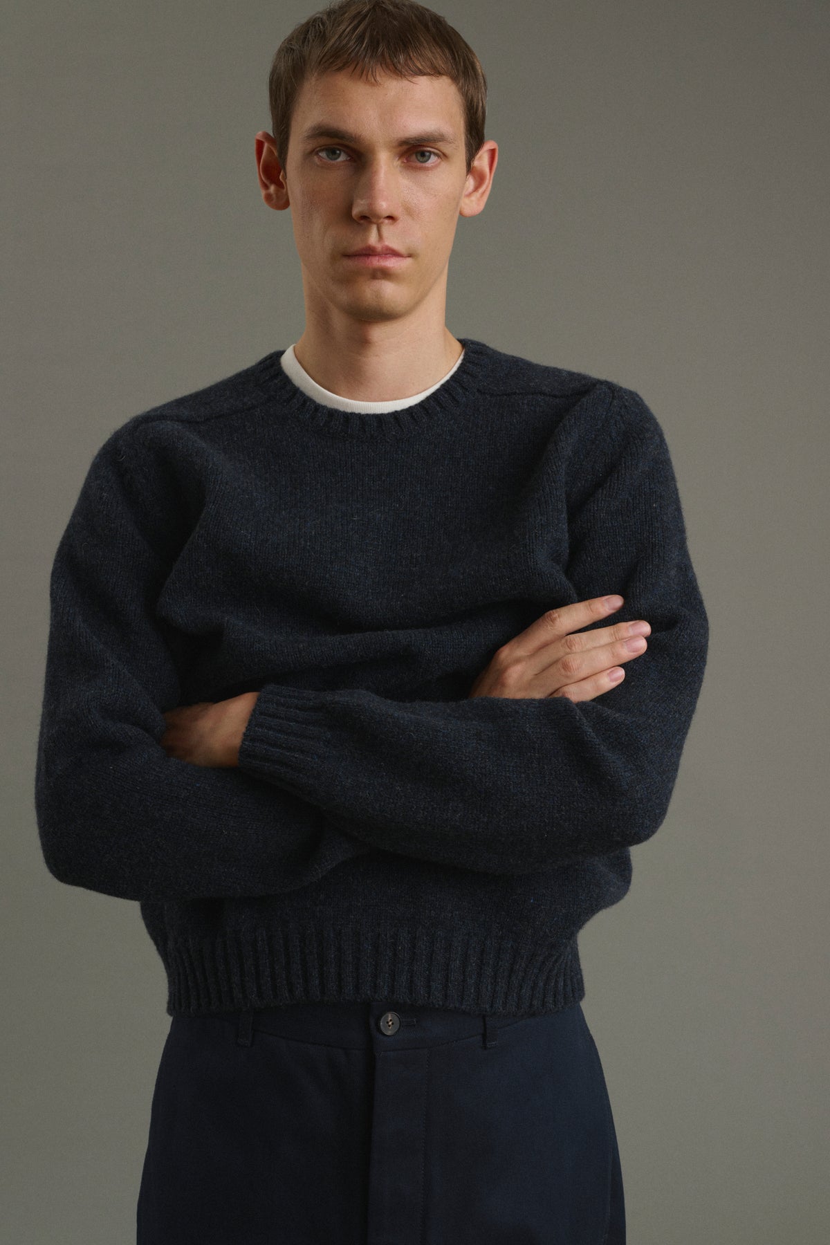 Isamu pullover - Heathered Navy - Wool - Men vue 1