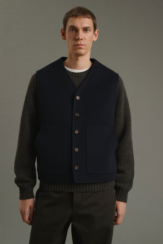 Romain jacket - Deep Navy - Double-Faced Fabric - Men