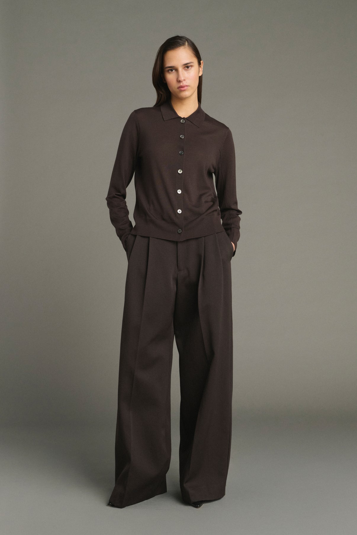 Laumiere Trousers - Ebony - Wool - Women vue 1