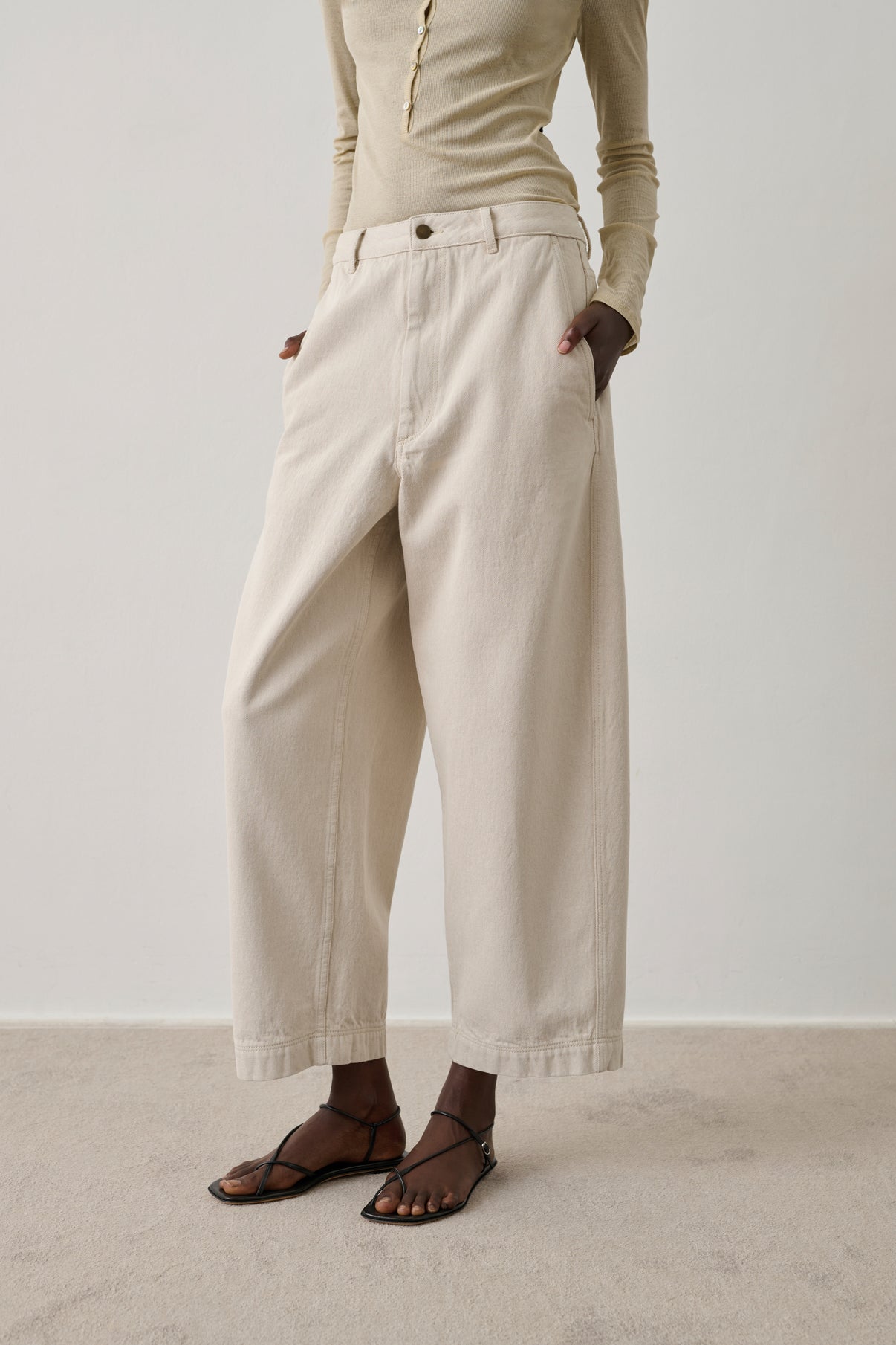 Pantalon Clovis - Blanc Grès - Coton - Femme vue 3