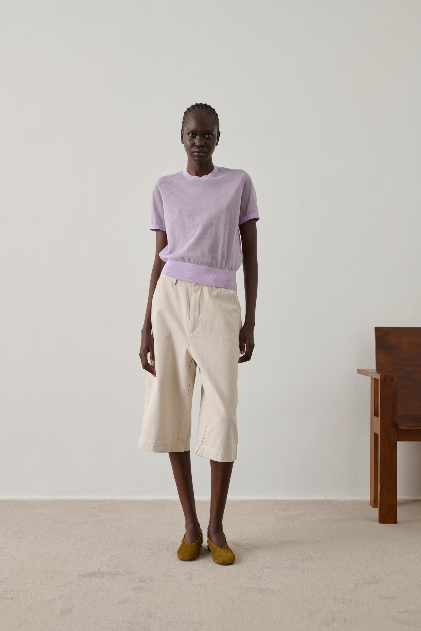 Francis Bermuda Shorts - Stone White - Cotton - Women