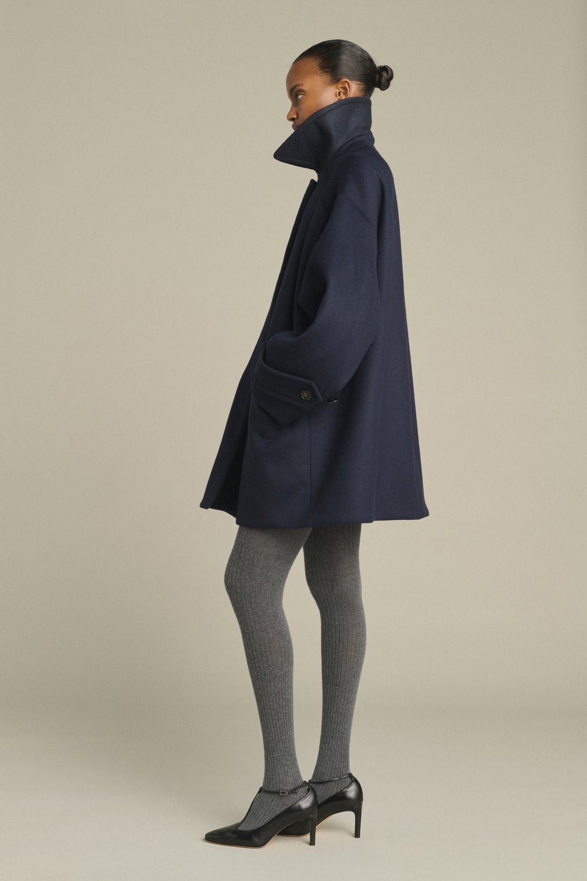 Kasper Coat - Dark Navy - Wool - Women vue 2