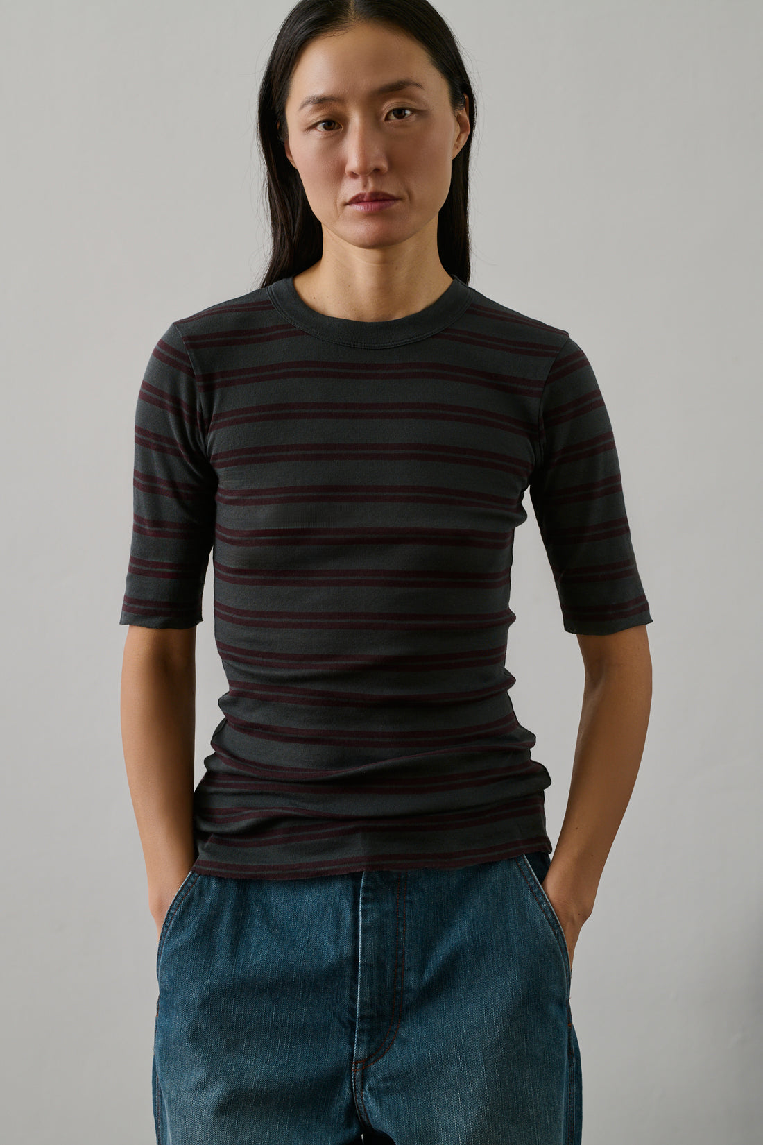 Tee-Shirt Gloria - Aubergine/Anthracite - Coton - Femme