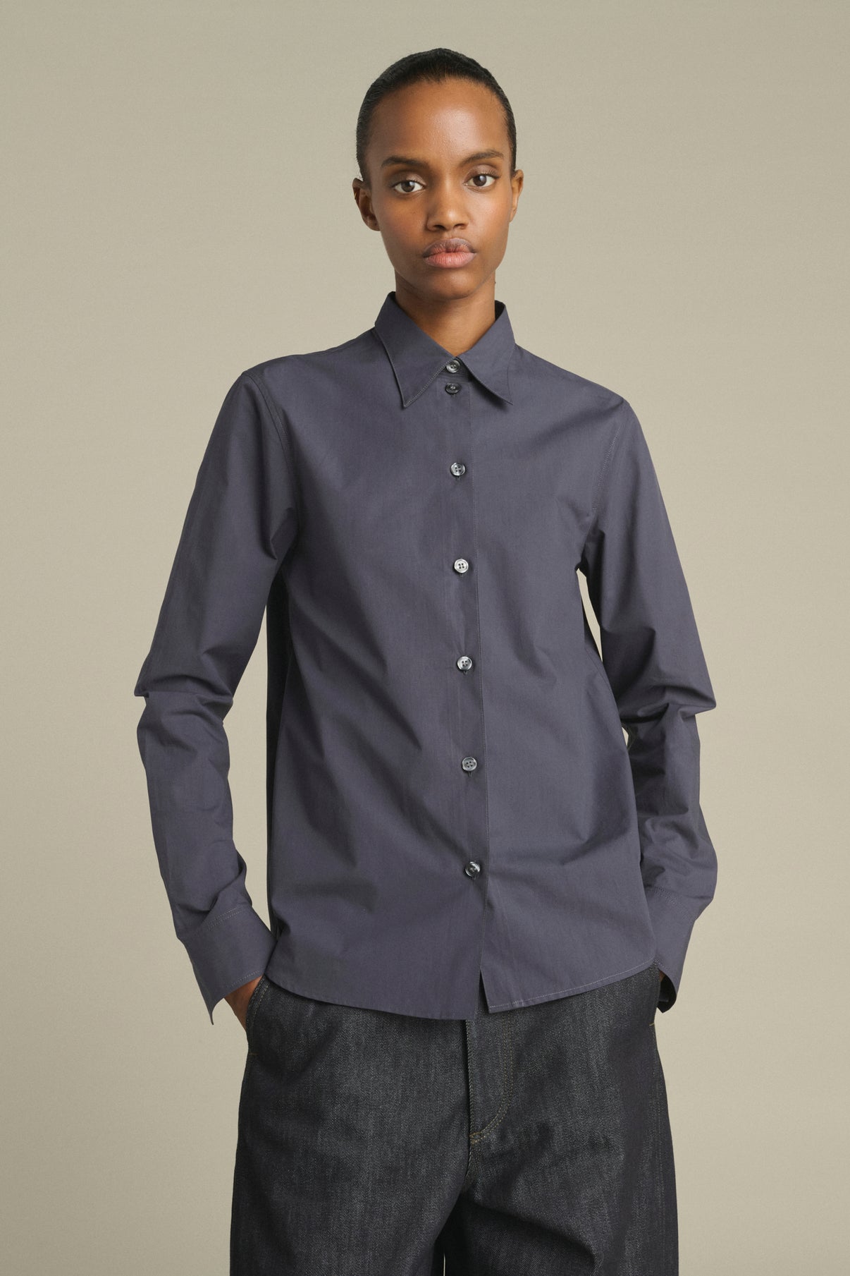 Shirt Lavinia - Midnight Blue - Cotton - Women vue 3