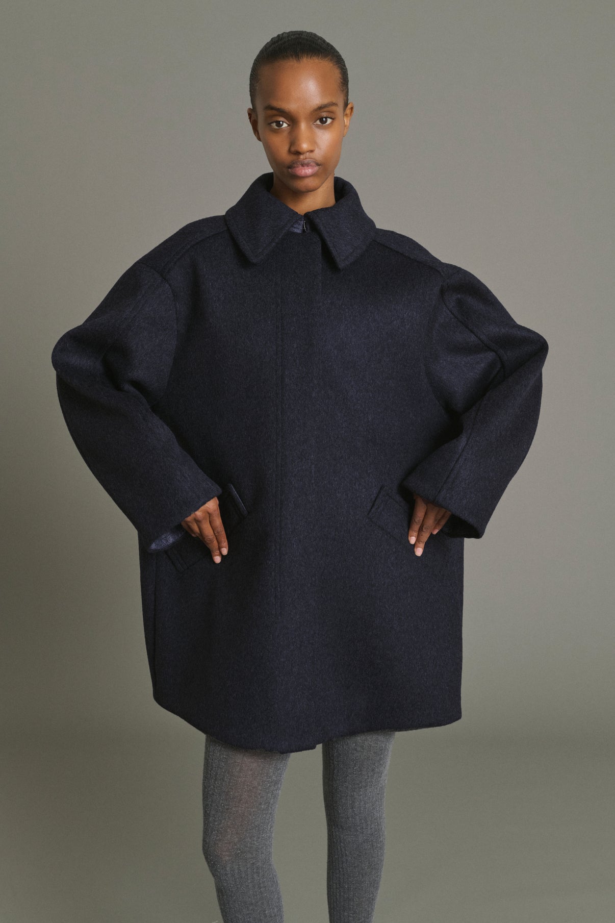 Kasper Coat - Dark Navy - Wool - Women vue 4
