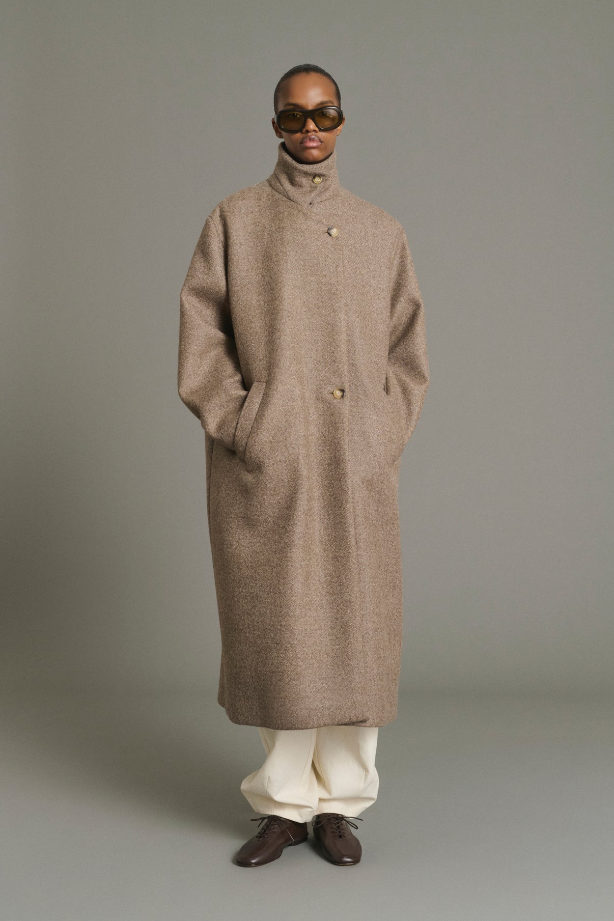Germain Coat - Taupe - Wool - Women vue 1