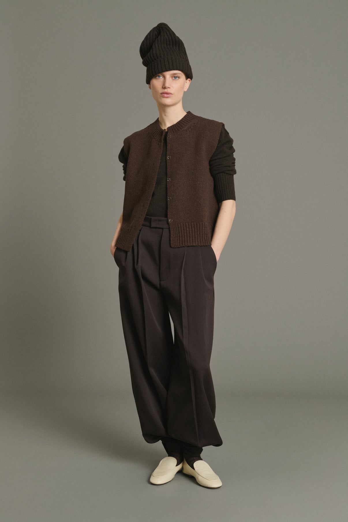 Cardigan Kalyanee - Chocolate - Wool - Women vue 1