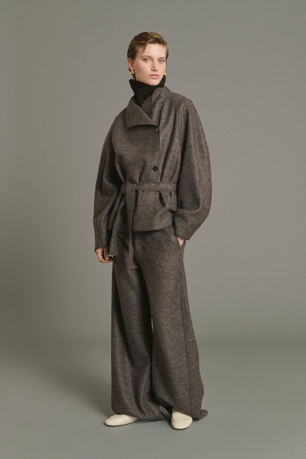 Gibson trousers - Taupe Marl - Wool - Women vue 1