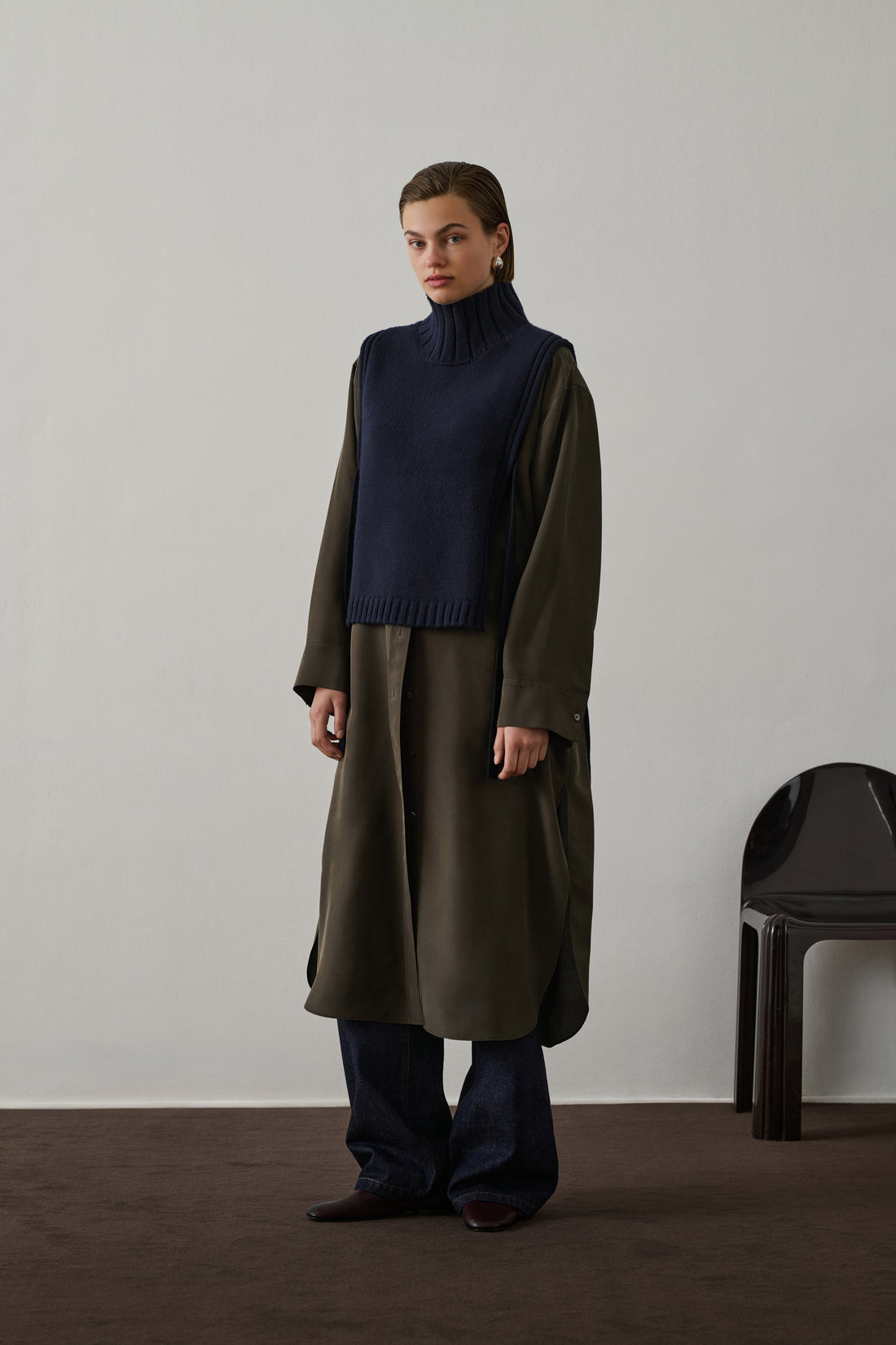 Pull Or - Navy - Laine - Femme