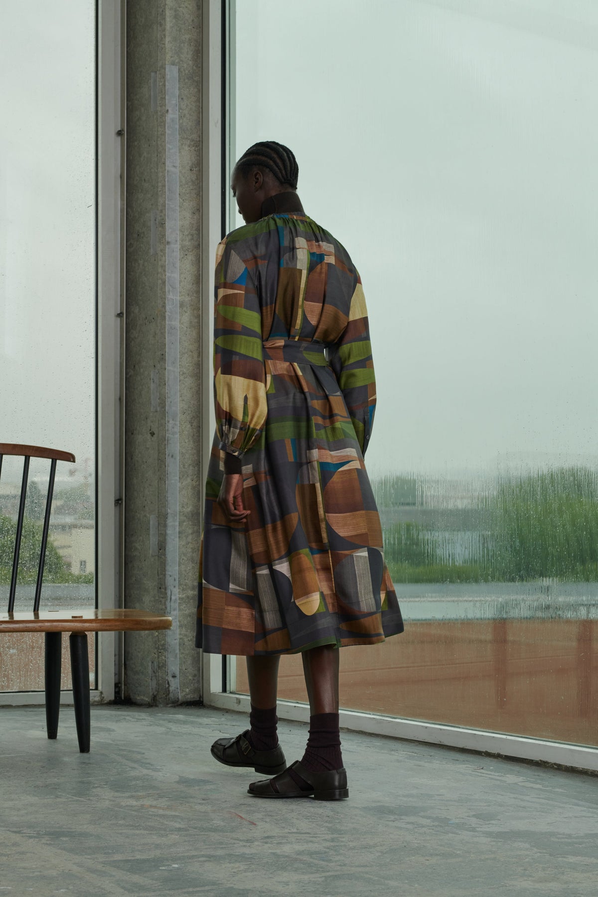 DRESS VANZY GREEN/BROWN