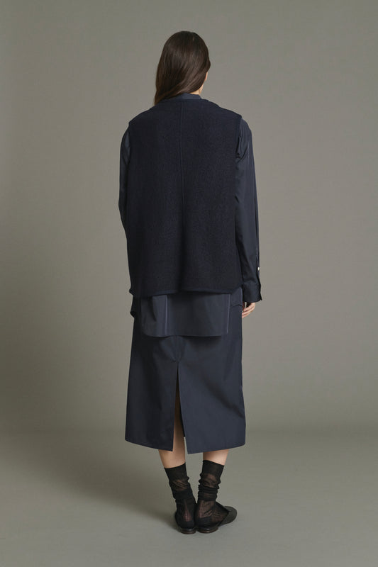 Chicago Jacket - Navy Boiled Wool Women - Soeur