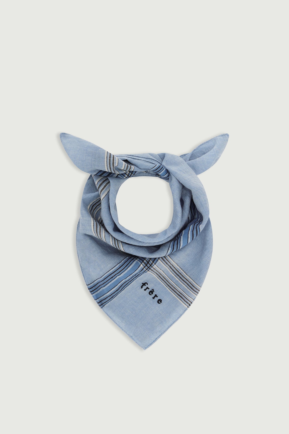 Scarf Paulin - Sky Blue/Black - Cotton - Men vue 3